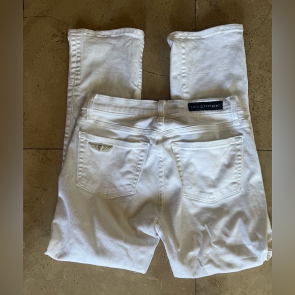 Rock & Republic ladies white jeans with silver embezzlement exc Cond SIZE 8 - Picture 11 of 15